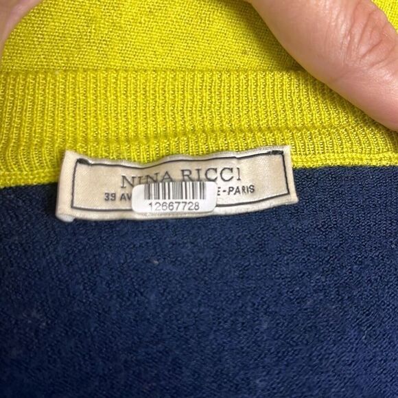 Nina Ricci Green Black Colorblock Knot Detail Wool Top Small Workwear Luxury - Picture 6 of 10